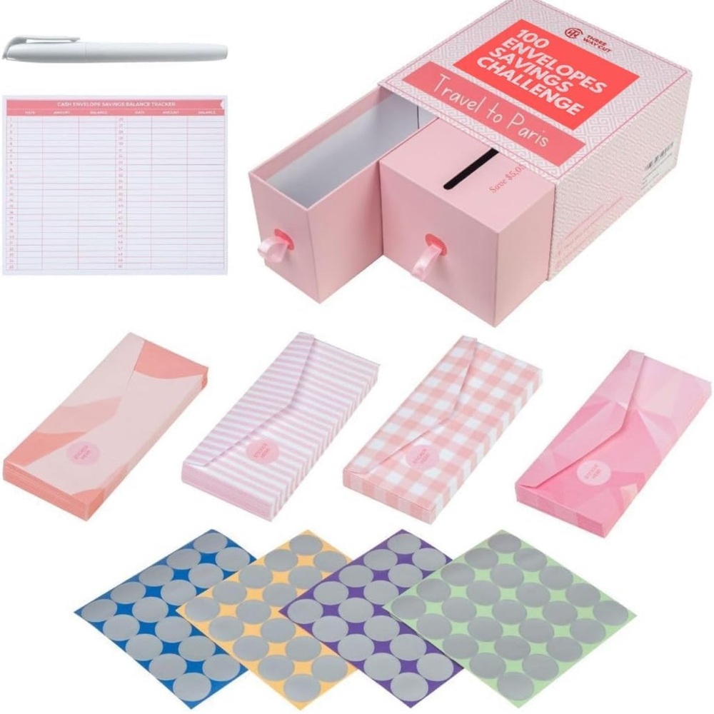 100 Envelopes Money Saving Challenge Pink Save $5050 In 100 Days Premium Kit